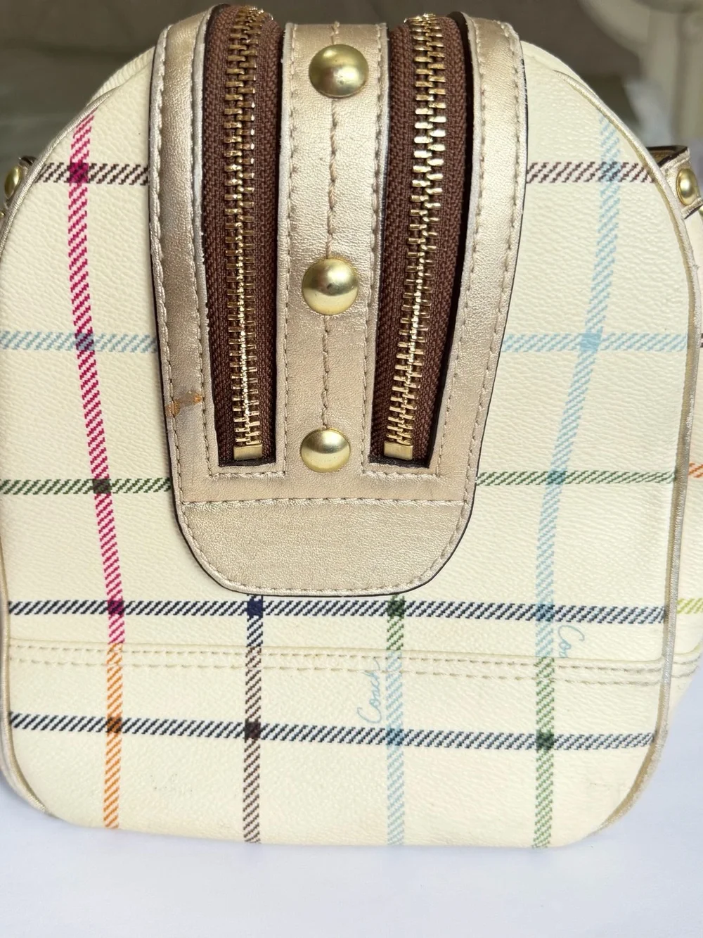 Vintage 2008 Coach 13040 Heritage Stripe Tattersall Plaid Satchel Wallet 3PC Set